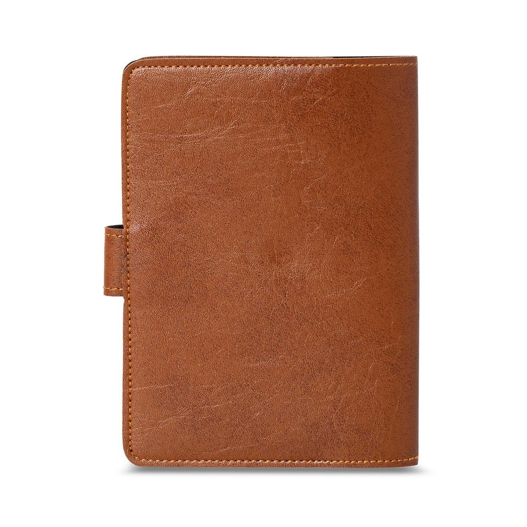 Luxury Passport Cover with Button - Brown - The Signature Box