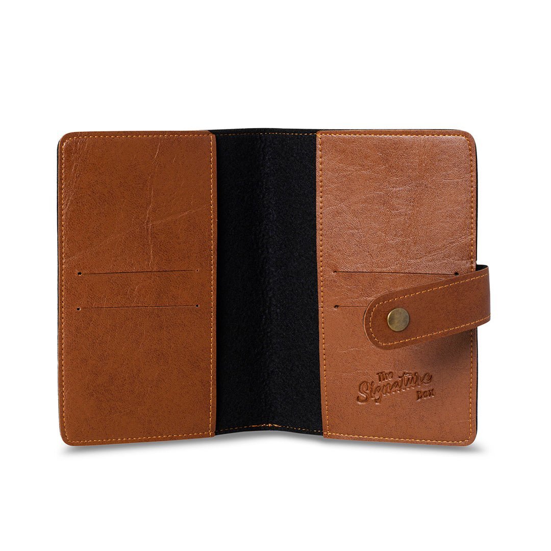 Luxury Passport Cover with Button - Brown - The Signature Box