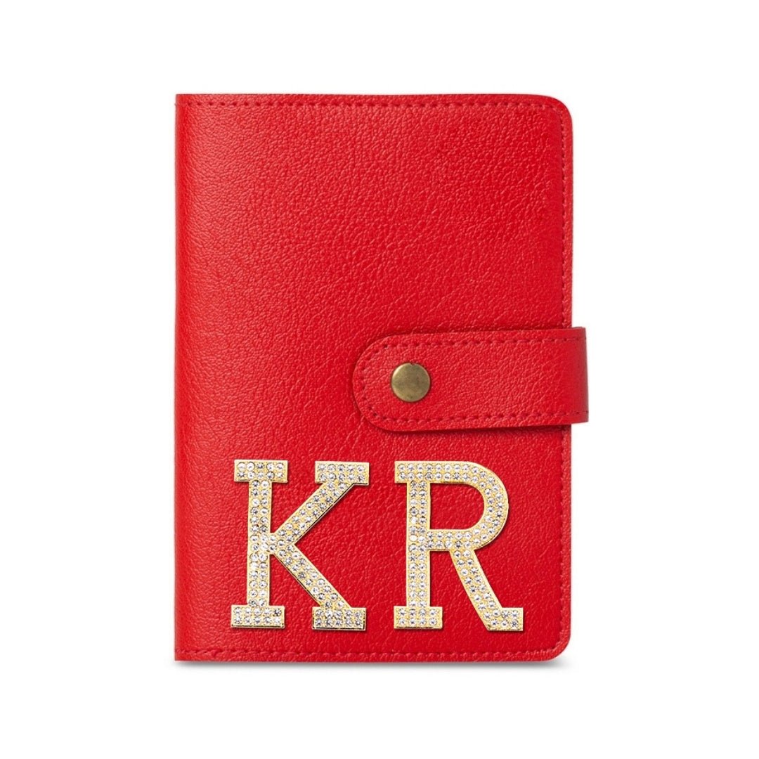 Luxury Passport Cover with Button - Red - The Signature Box