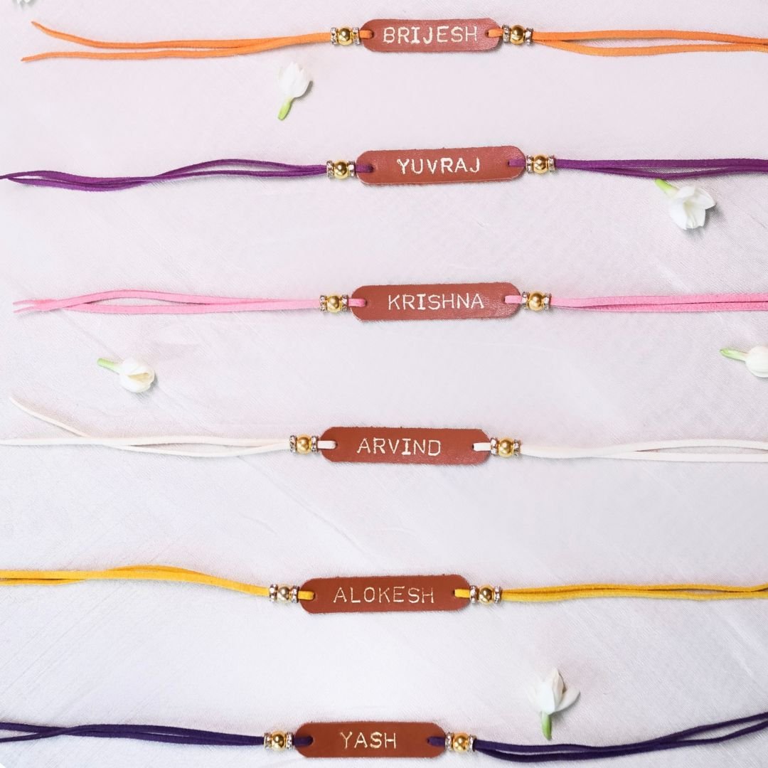 Customized Rakhi with Name - Orange - The Signature Box