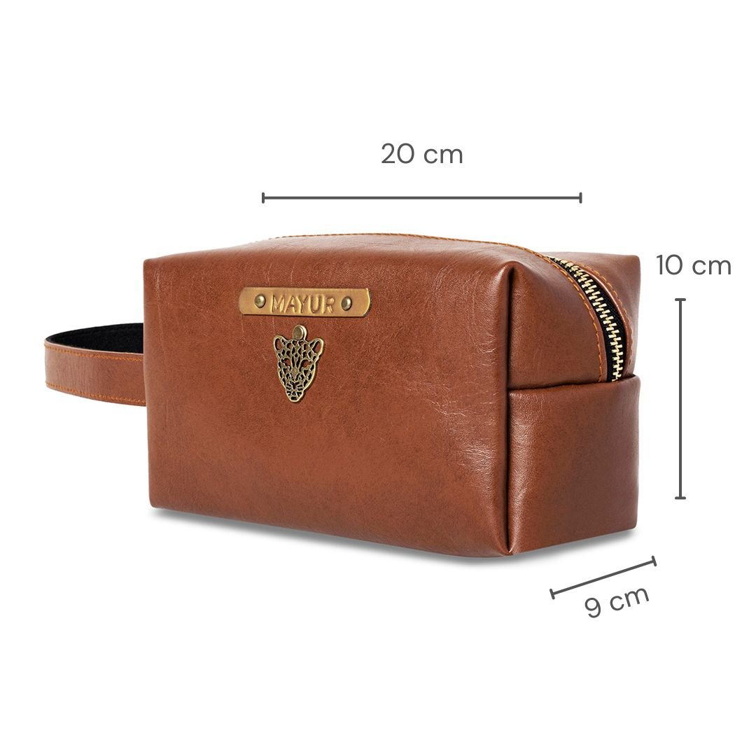 Personalised Big Pouch - Brown - The Signature Box