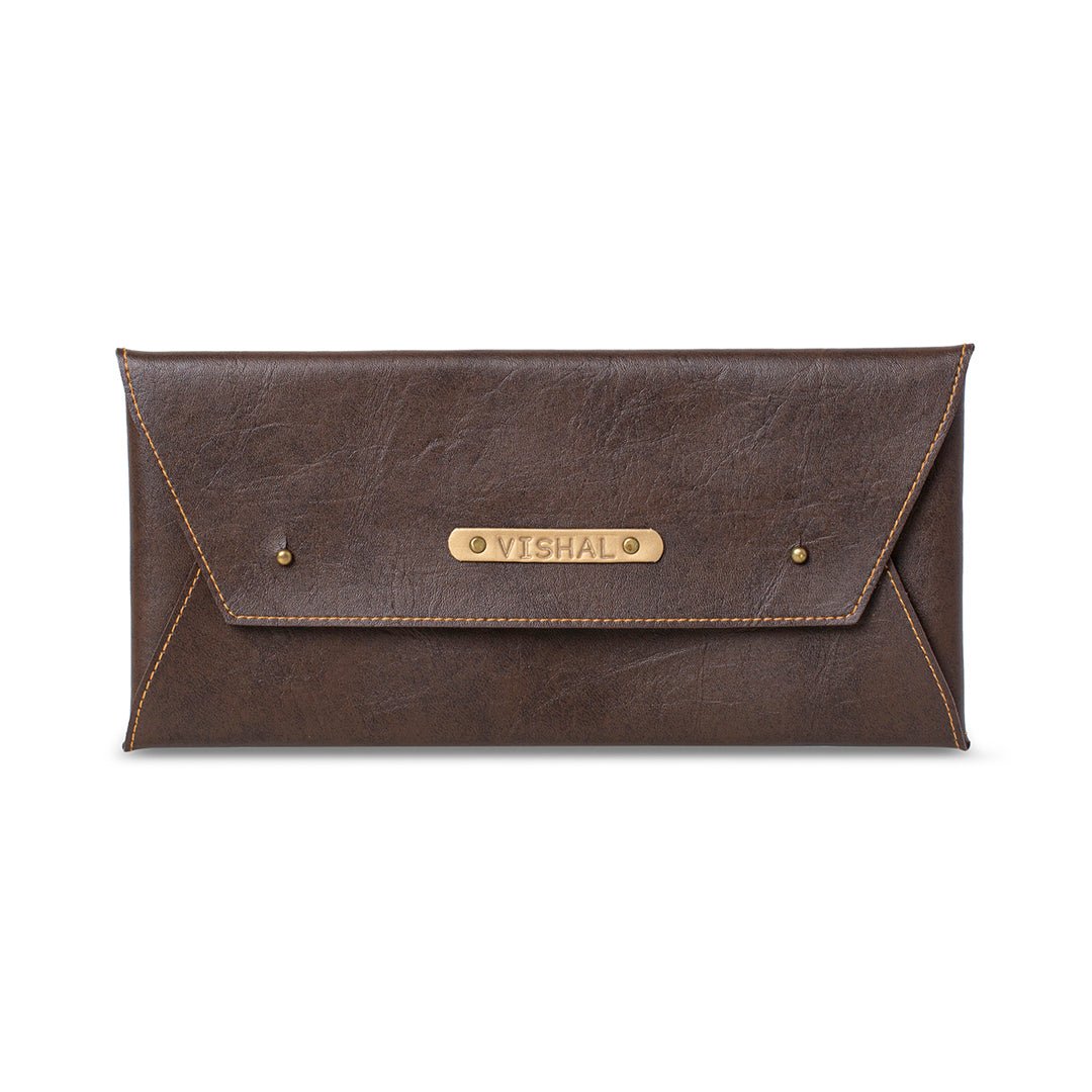 Personalised Cheque Book Holder - Dark Brown - The Signature Box