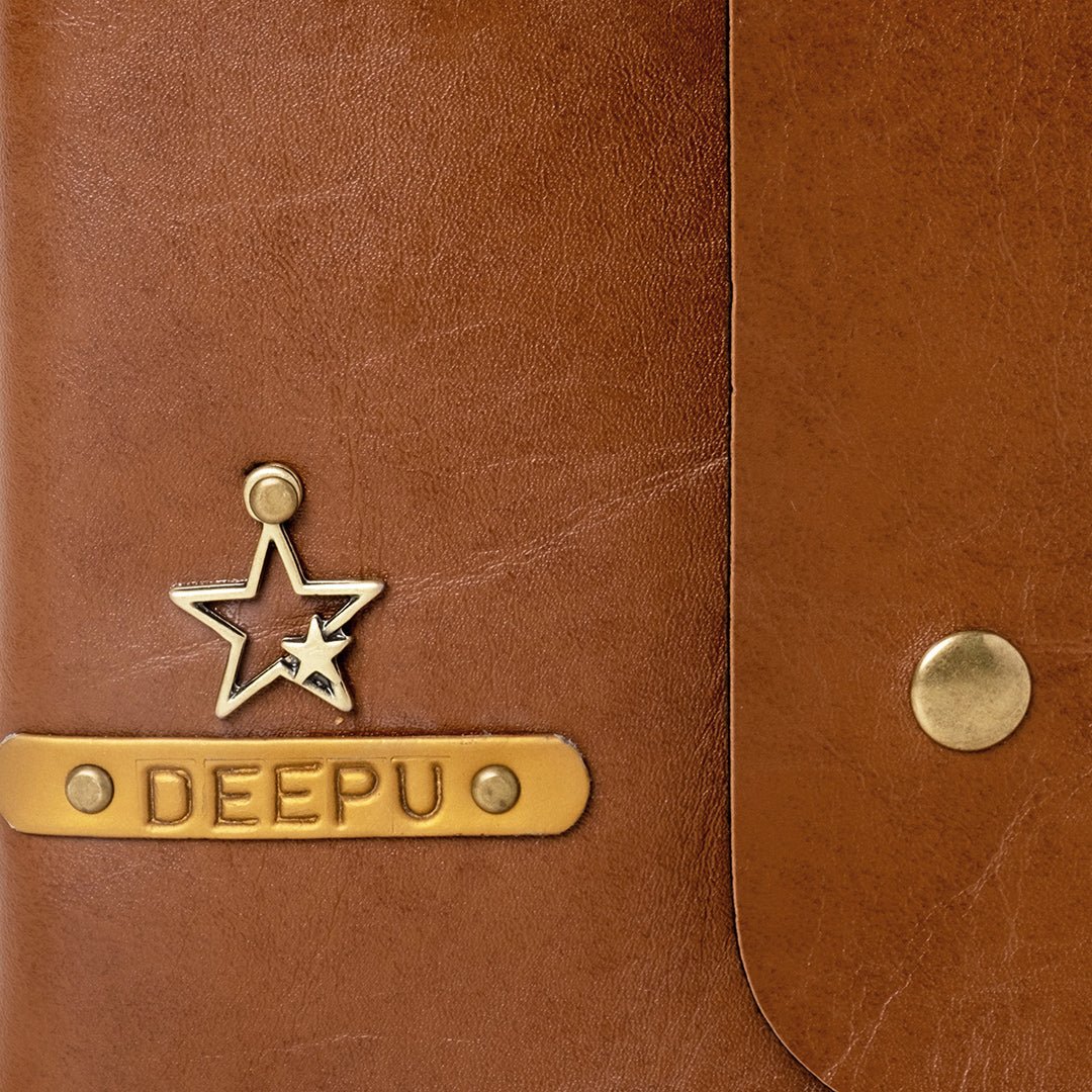Personalised Diary With Button - Brown - The Signature Box