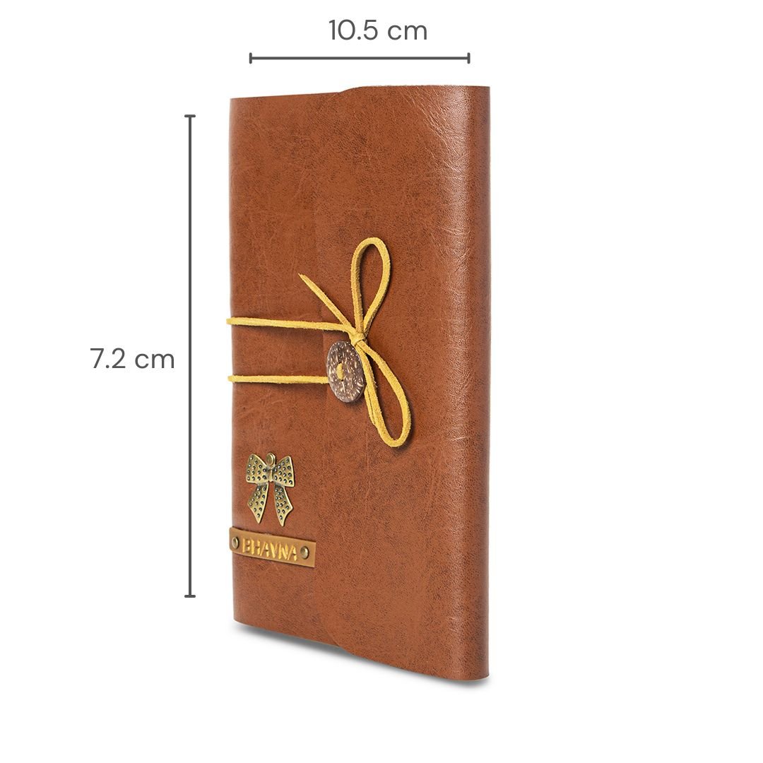 Personalised Diary With Thread - Brown with Beige Thread - The Signature Box