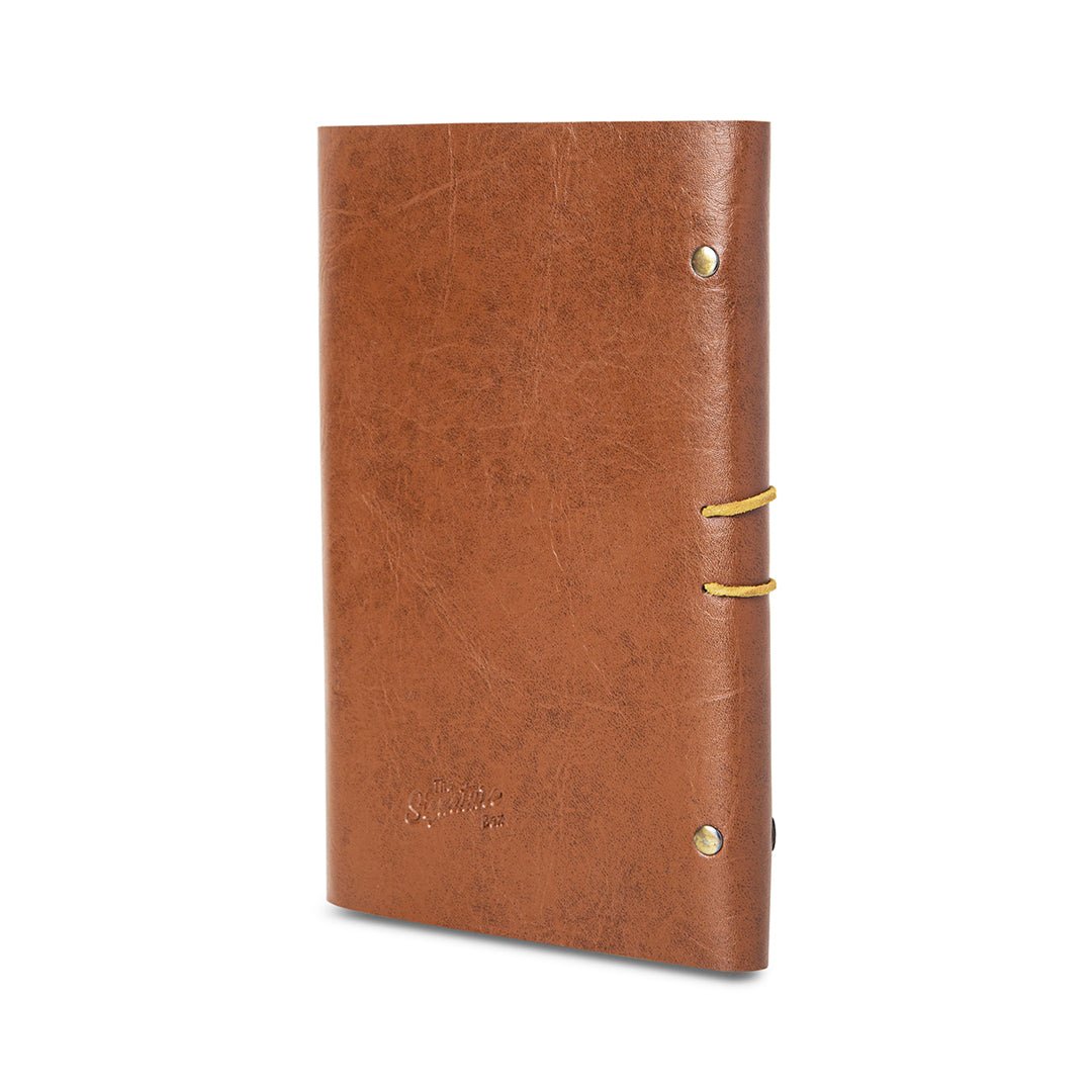 Personalised Diary With Thread - Brown with Beige Thread - The Signature Box