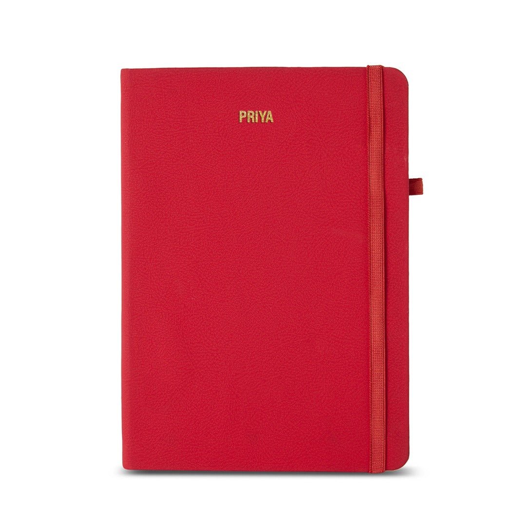 Personalised Hard Bound Diary - Red - The Signature Box