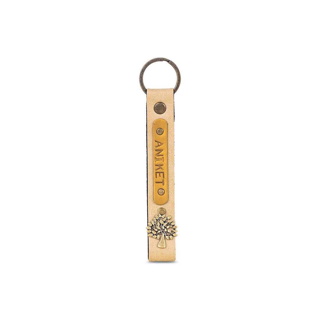 Personalised Keychain - Beige - The Signature Box