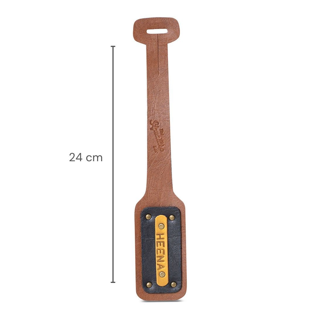 Personalised Luggage Tag - Brown with Black - The Signature Box