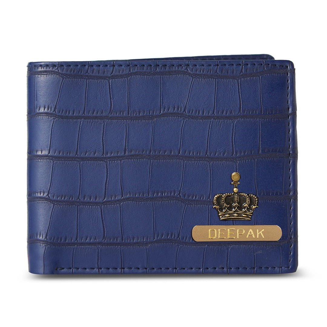 Personalised Men’s Wallet - Dark Blue Pattern - The Signature Box