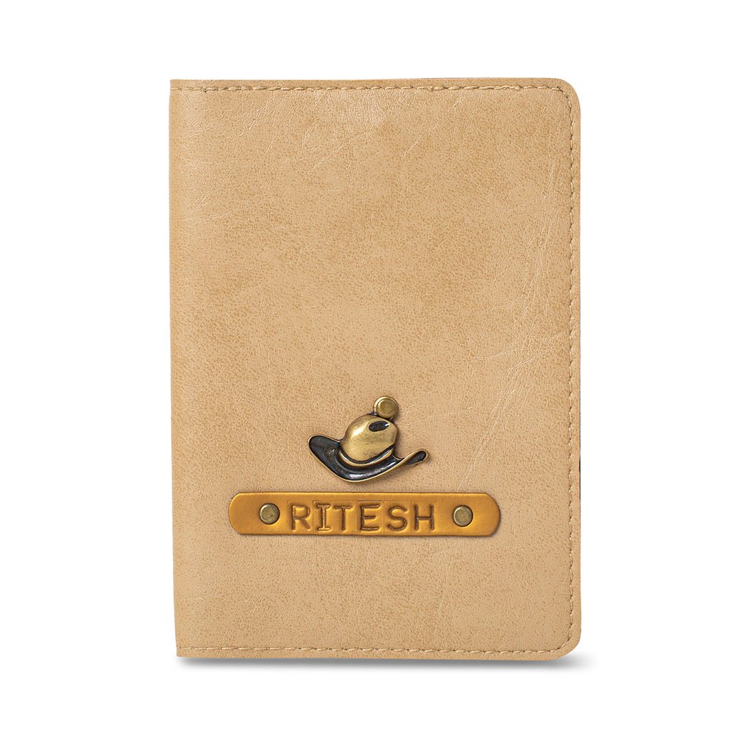 Personalised Passport Cover - Beige - The Signature Box