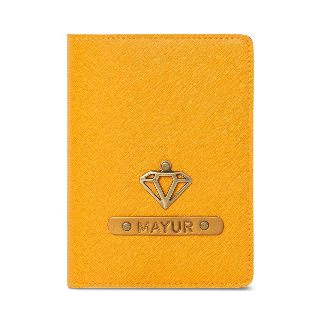 Personalised Passport Cover - Mustard - The Signature Box
