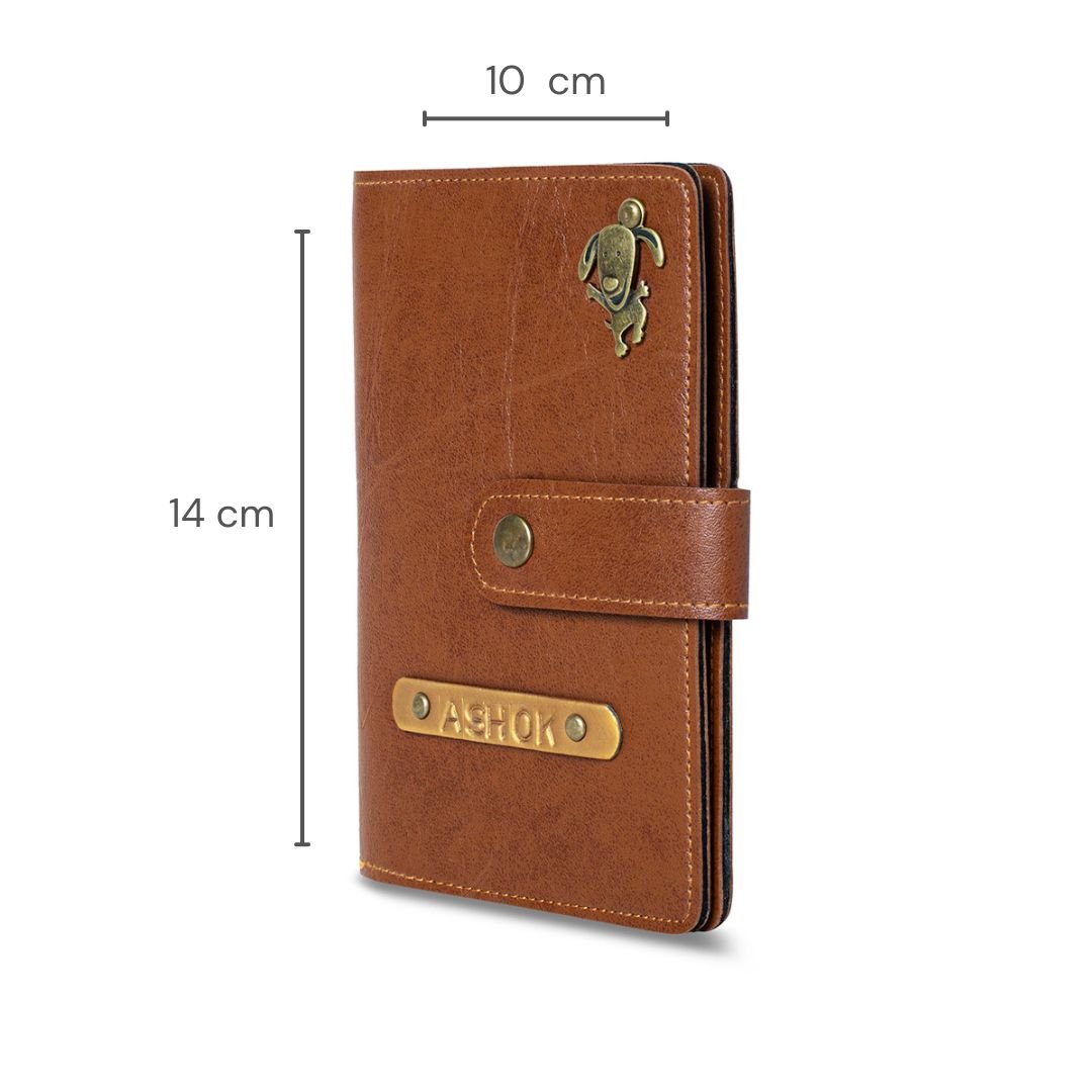 Personalised Passport Cover with Button - Brown - The Signature Box