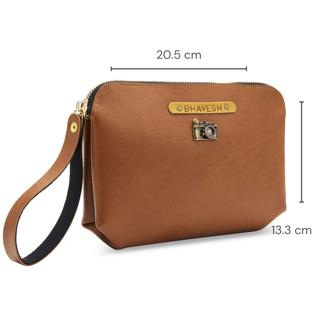 Personalised Pouch - Brown - The Signature Box