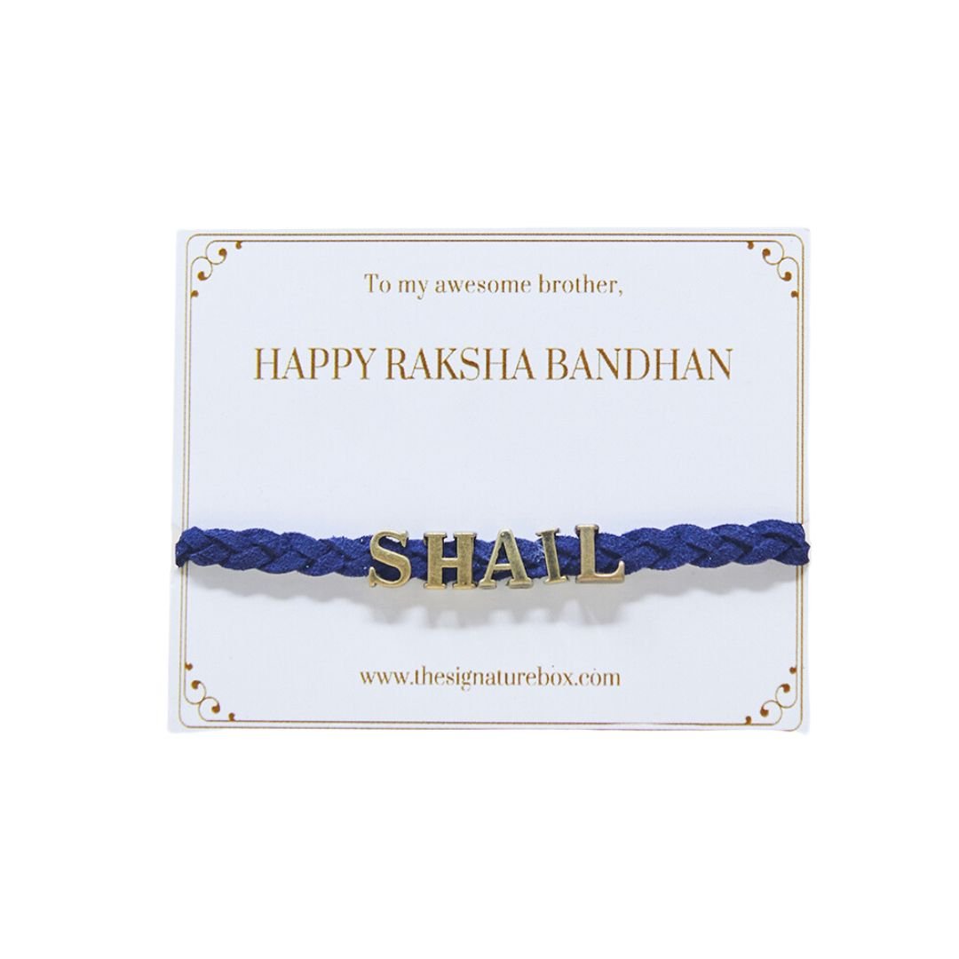 Personalised Rakhi With Name - Dark Blue - The Signature Box