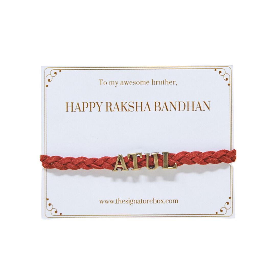 Personalised Rakhi With Name - Red - The Signature Box