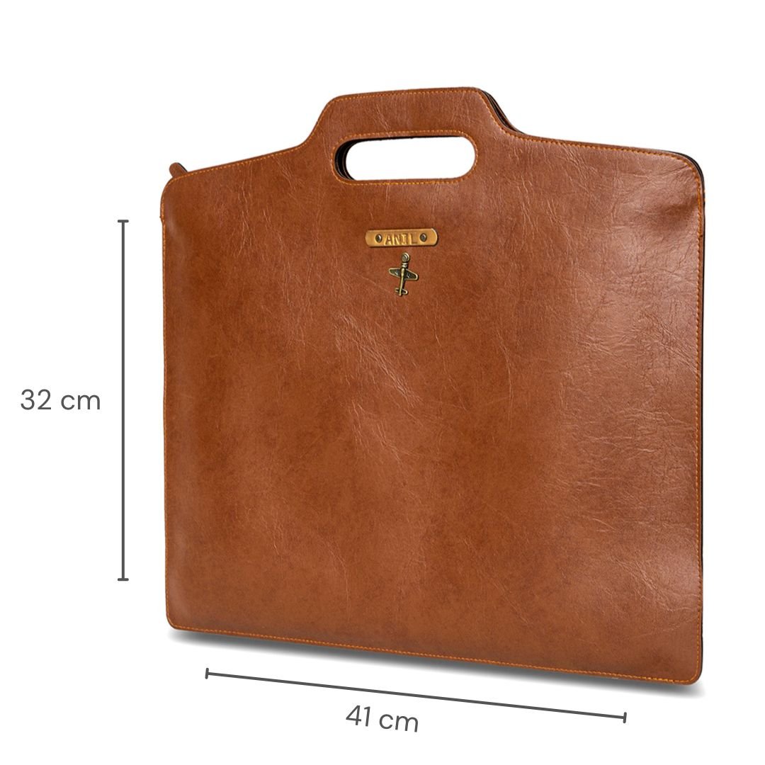 Personalised Slim Laptop Bag - Brown - The Signature Box