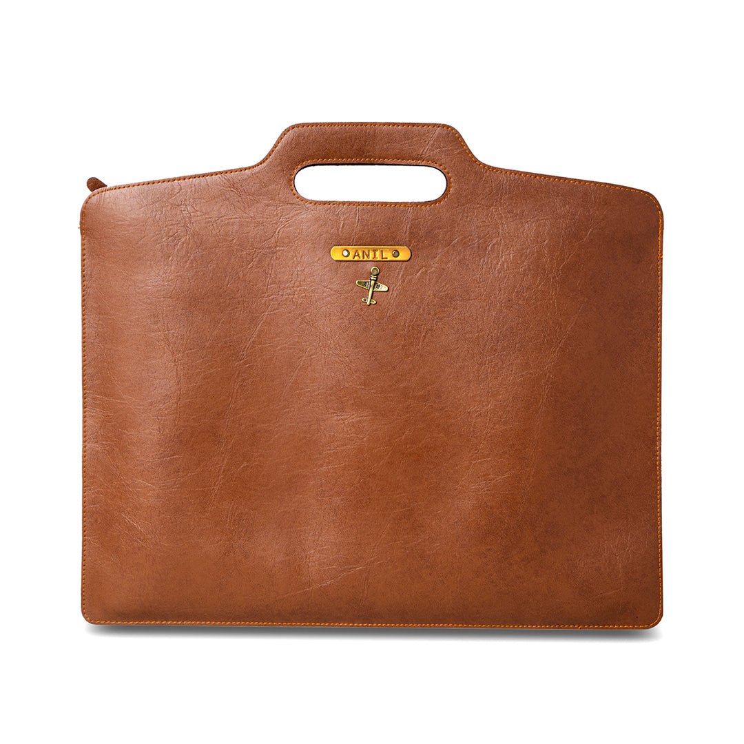 Personalised Slim Laptop Bag - Brown - The Signature Box