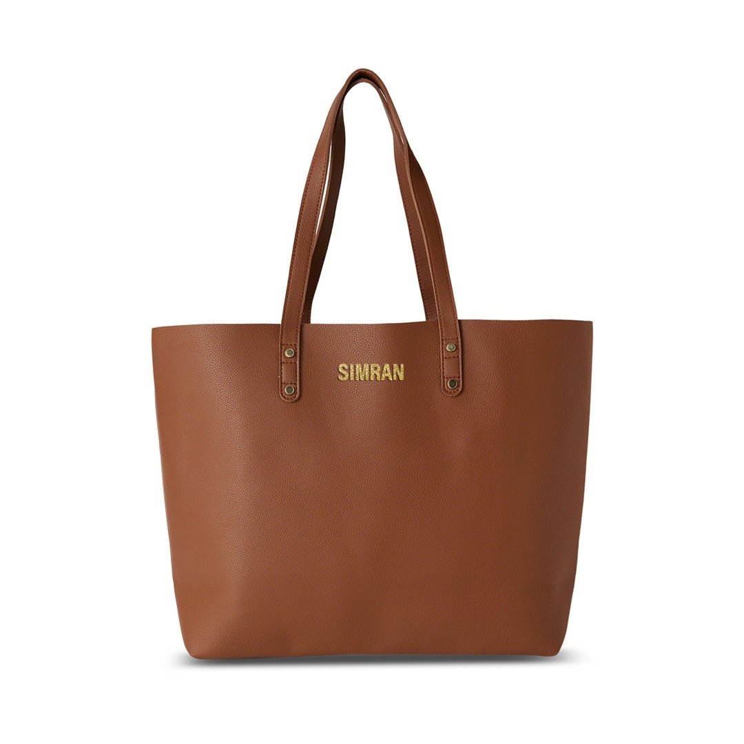 Personalised Tote Bag - Brown - The Signature Box