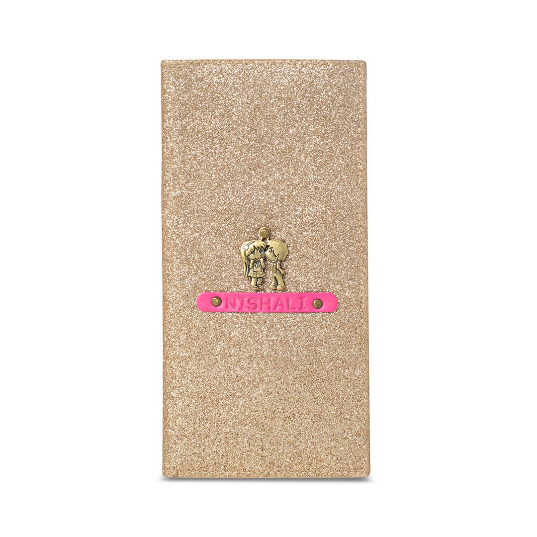 Personalised Travel Folder - Gold Glitter - The Signature Box