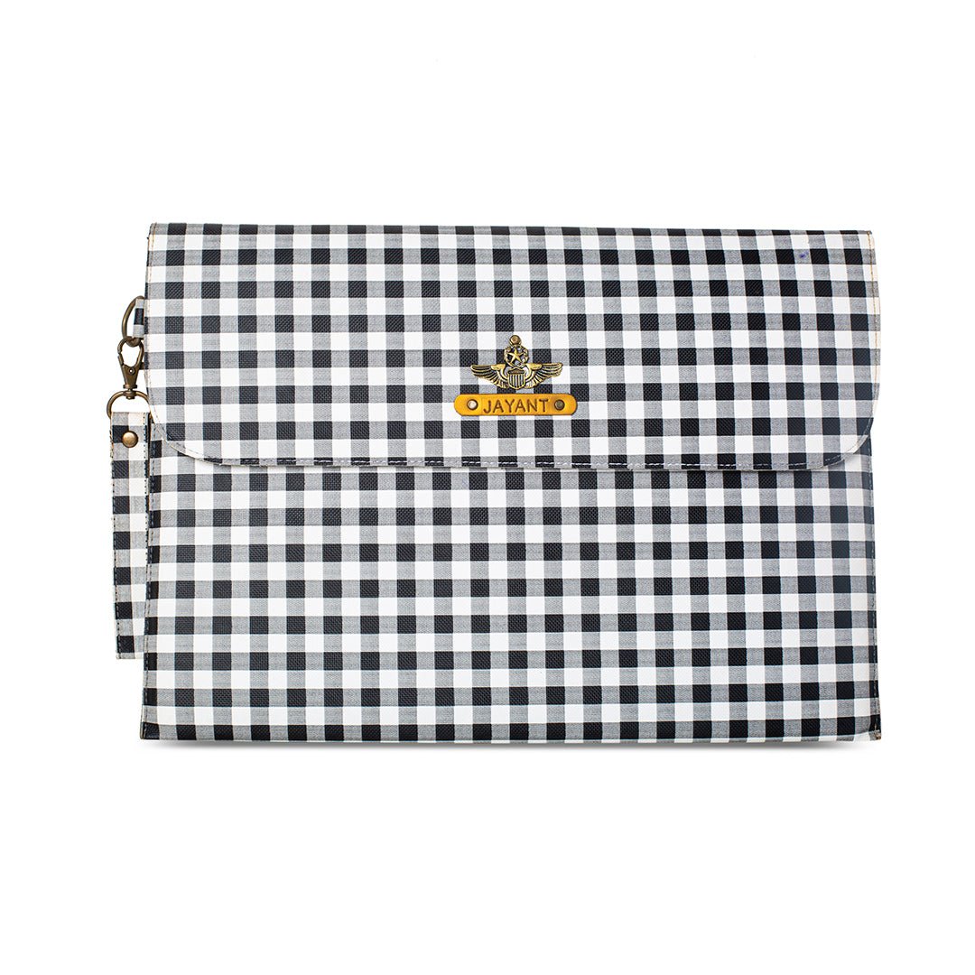 Printed Laptop Sleeve - Black Checks - The Signature Box