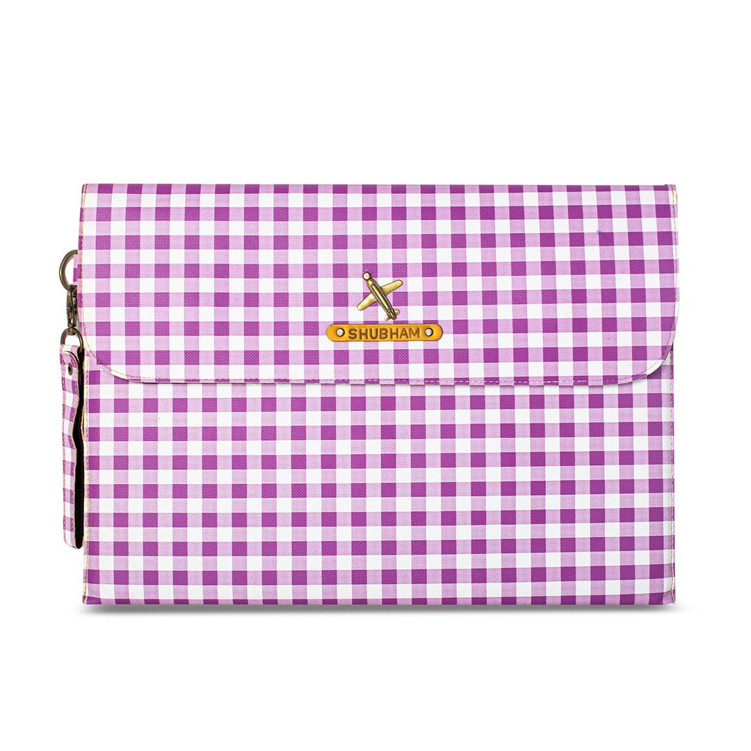 Printed Laptop Sleeve - Purple Checks - The Signature Box