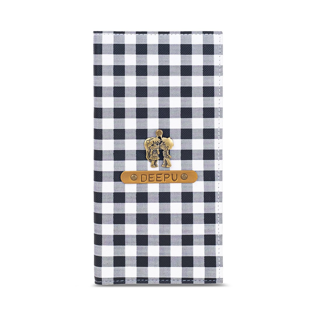 Printed Travel Folder - Black Checks - The Signature Box