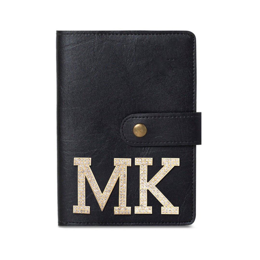 Luxury Passport Cover with Button - Black - The Signature Box