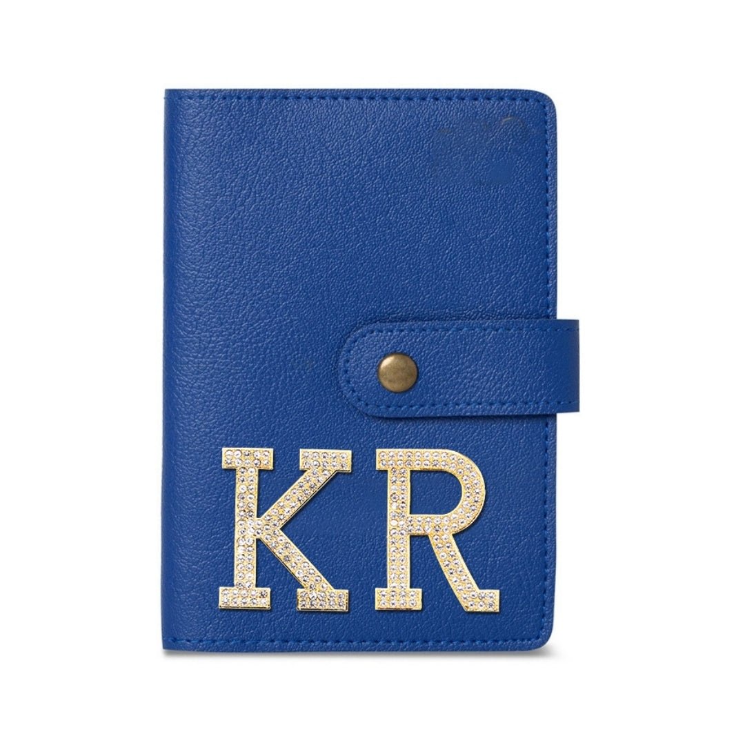 Luxury Passport Cover with Button - Blue - The Signature Box