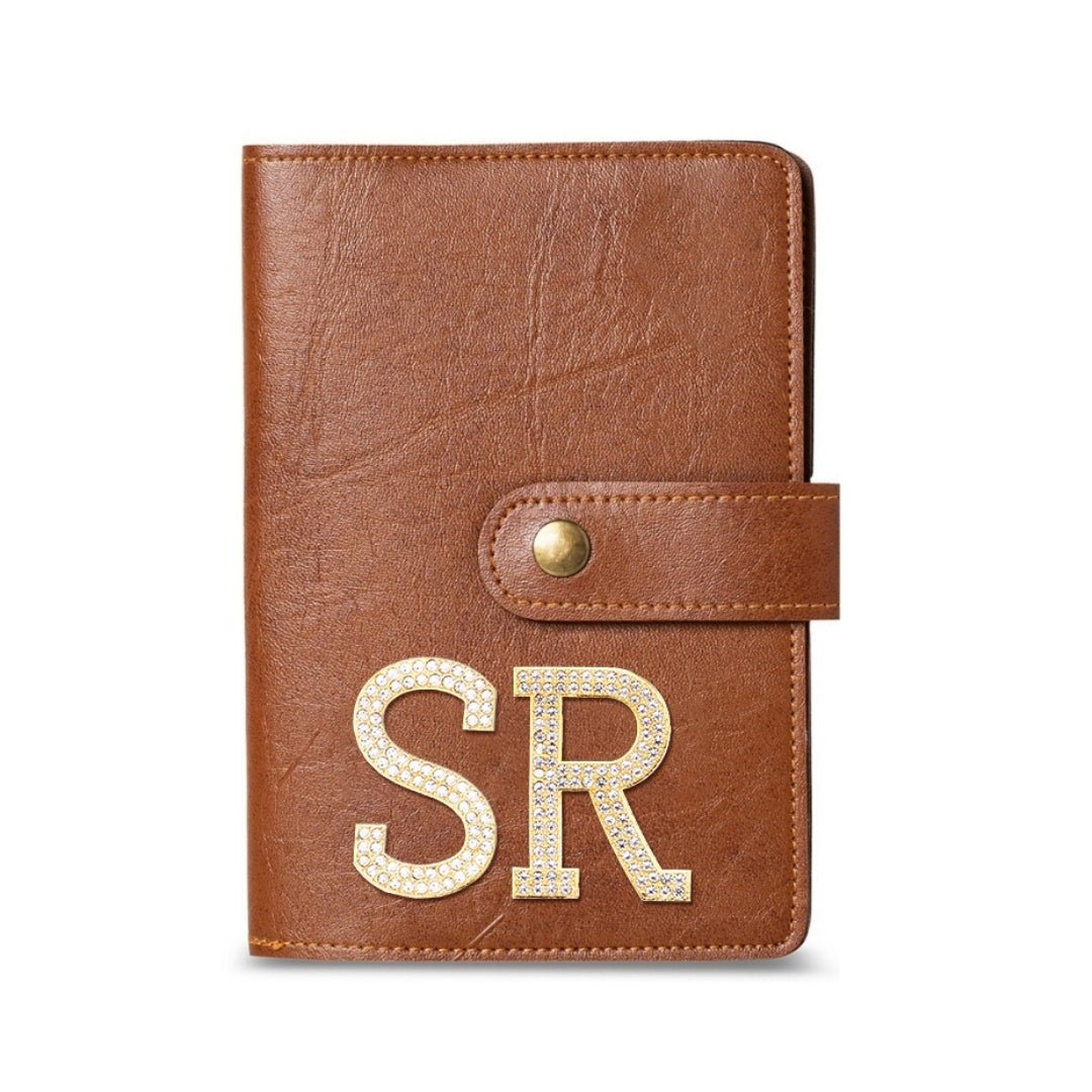 Luxury Passport Cover with Button - Brown - The Signature Box