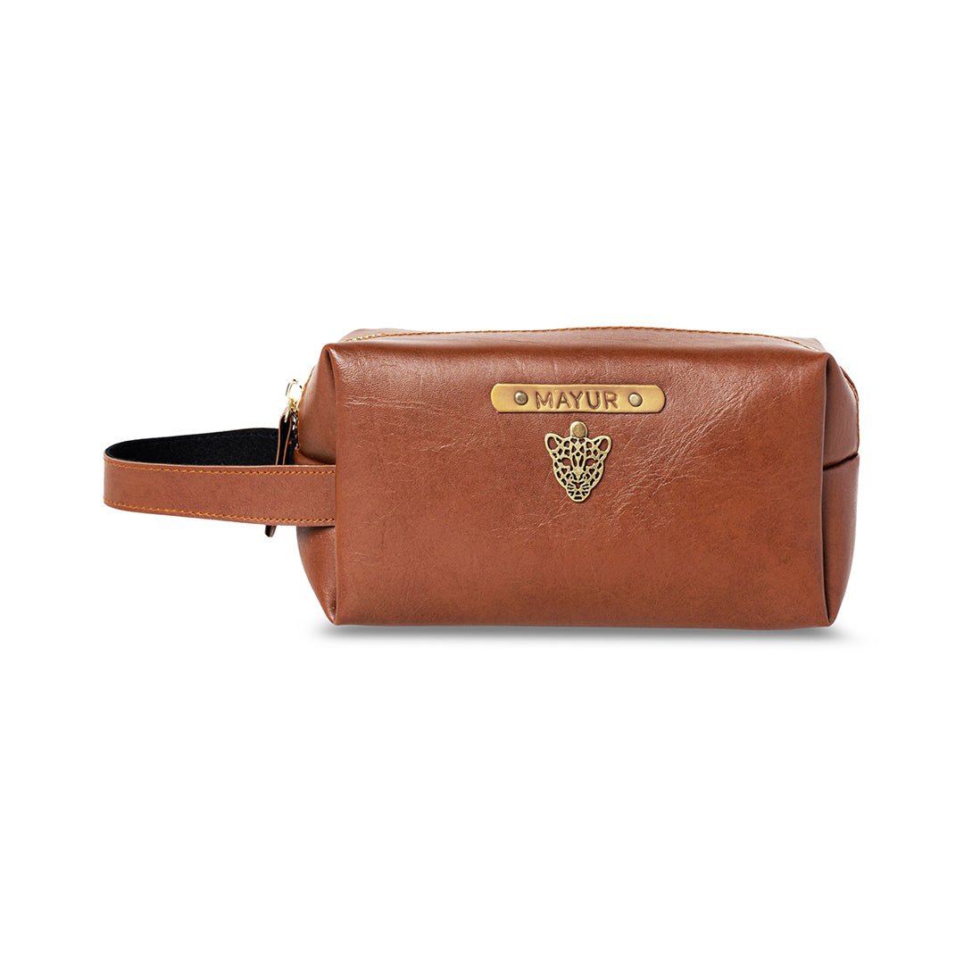 Personalised Big Pouch - Brown - The Signature Box