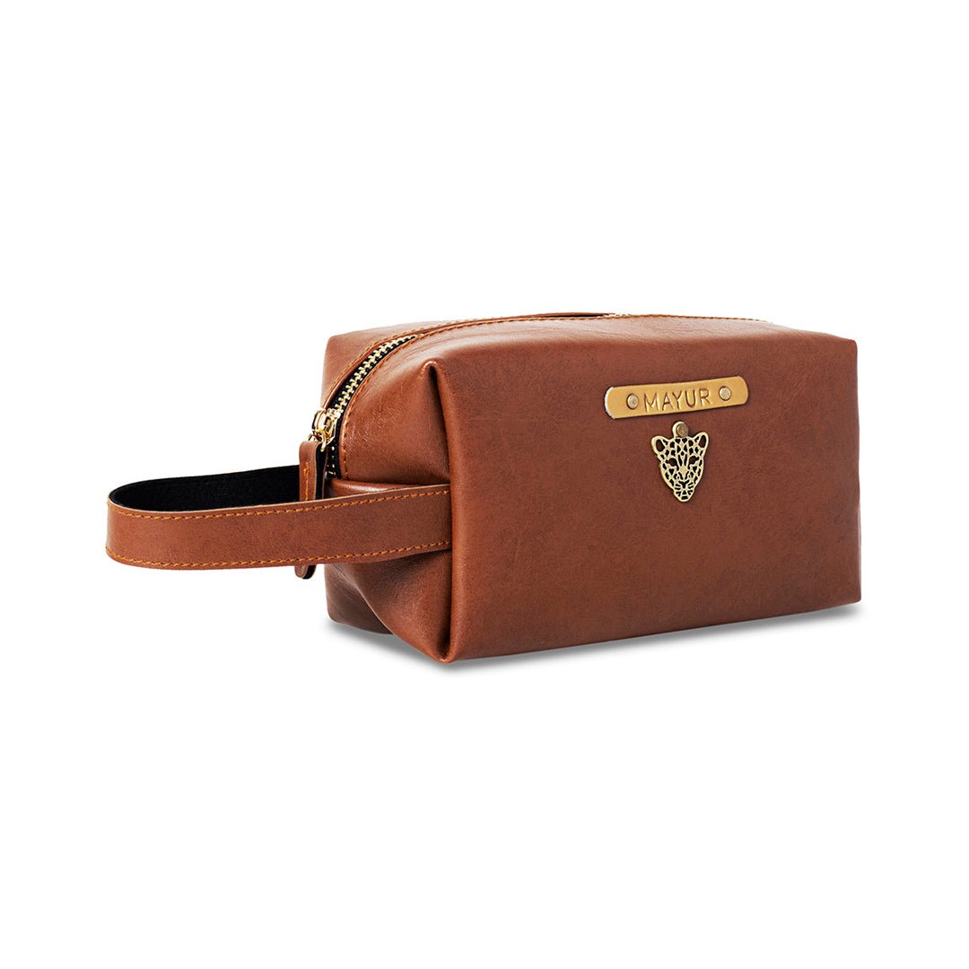 Personalised Big Pouch - Brown - The Signature Box