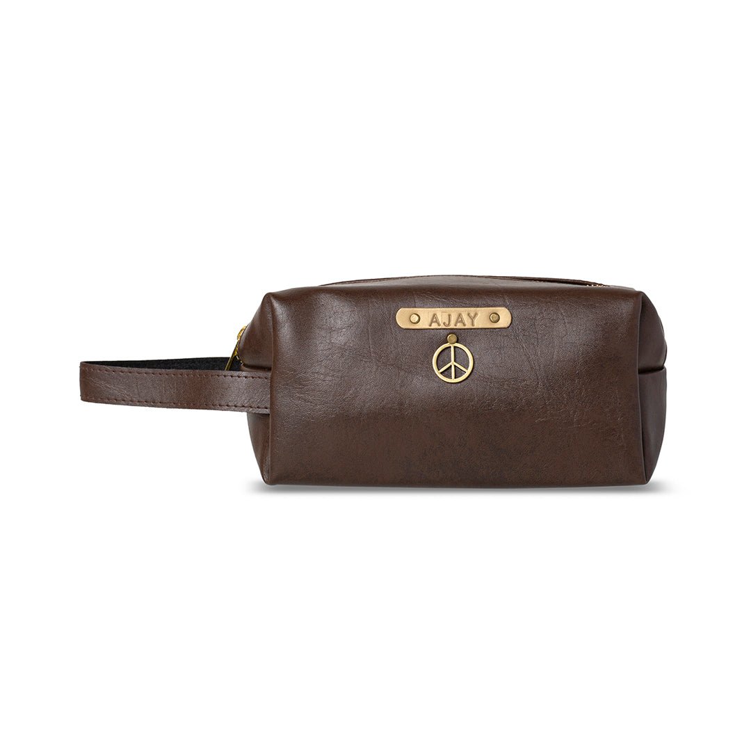 Personalised Big Pouch - Dark Brown - The Signature Box