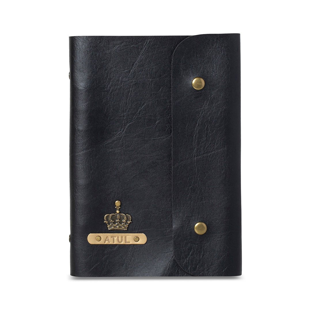 Personalised Diary With Button - Black - The Signature Box