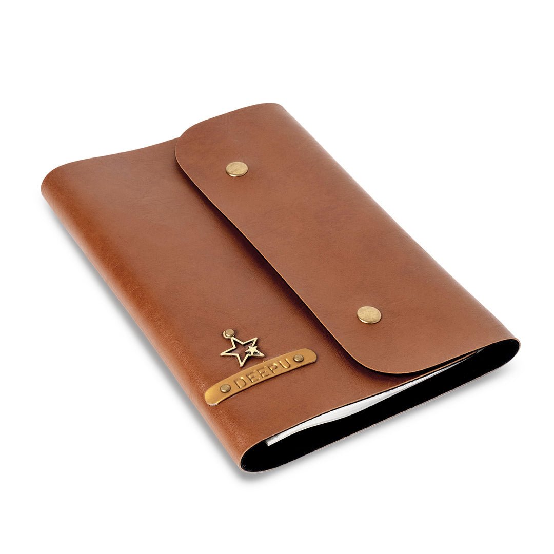 Personalised Diary With Button - Brown - The Signature Box