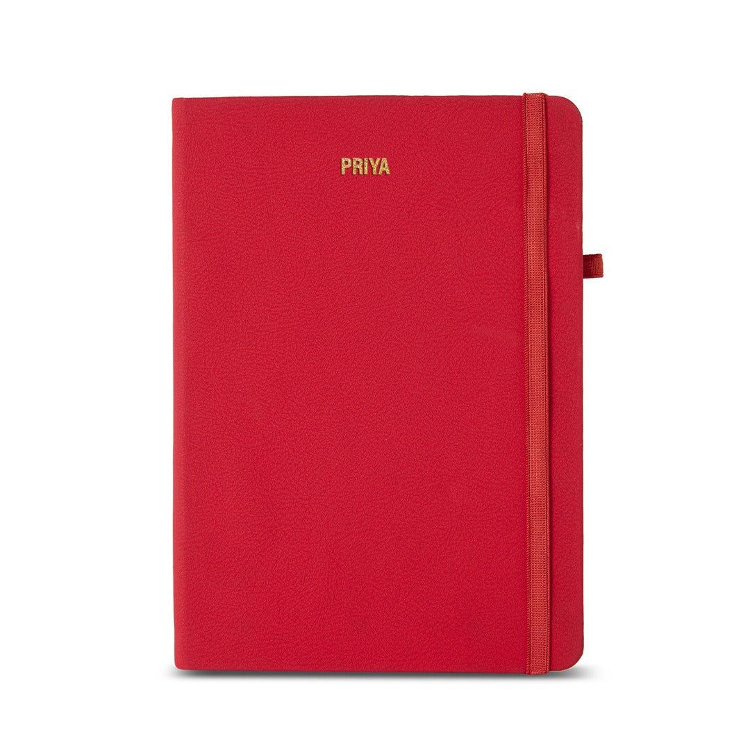 Personalised Hard Bound Diary - Red - The Signature Box
