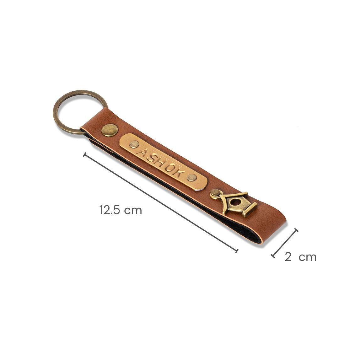 Personalised Keychain - Brown - The Signature Box