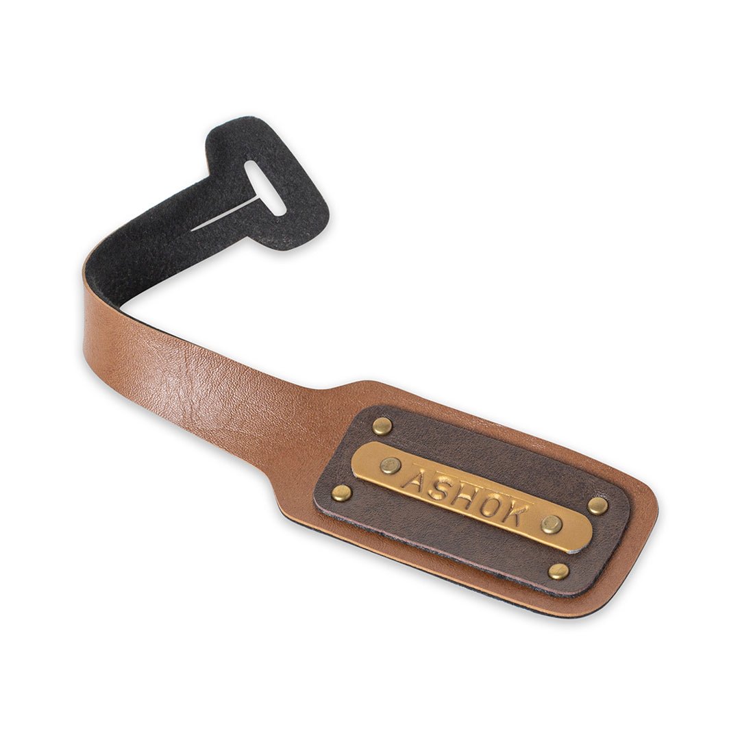 Personalised Luggage Tag - Brown With Dark Brown - The Signature Box