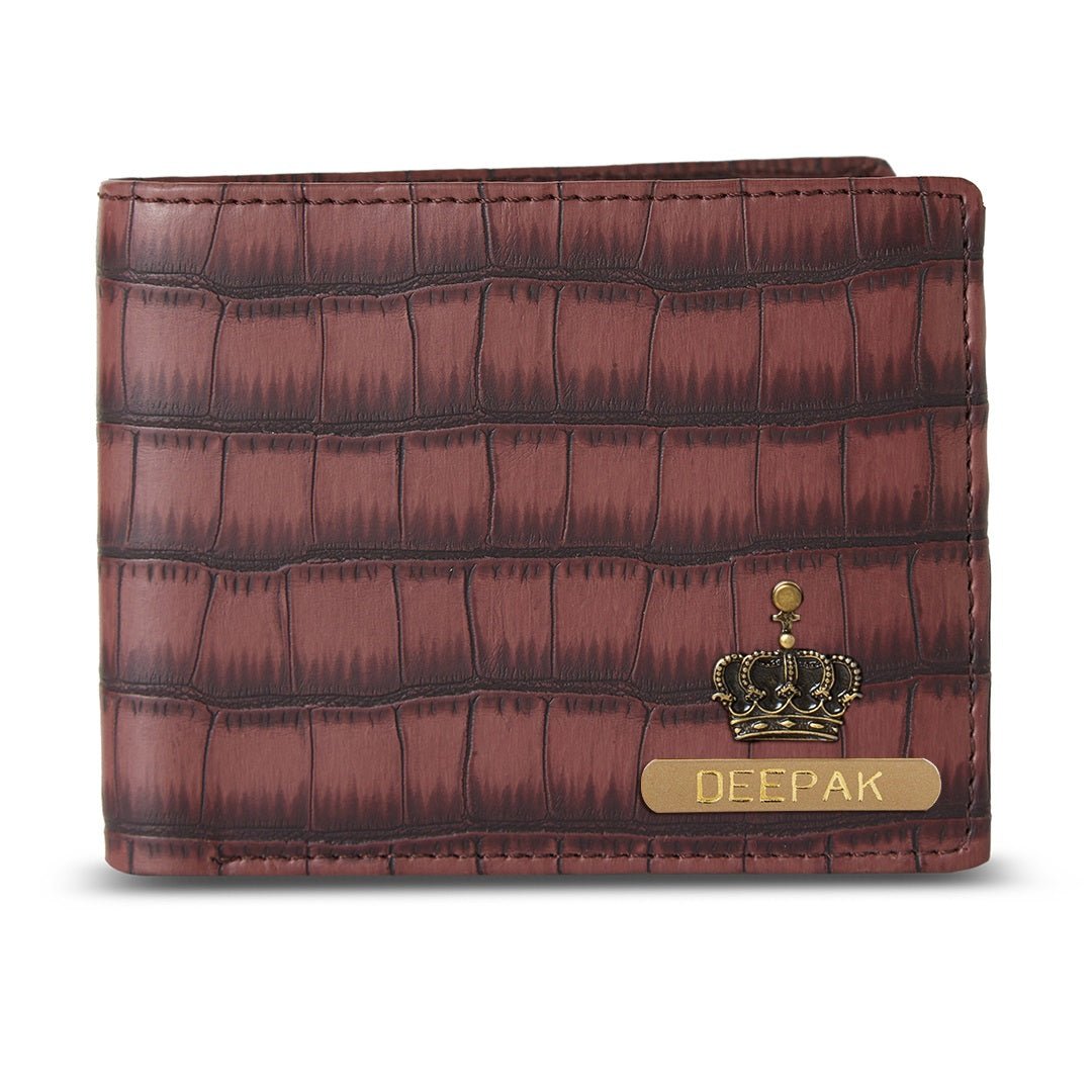 Personalised Men’s Wallet - Maroon Pattern - The Signature Box