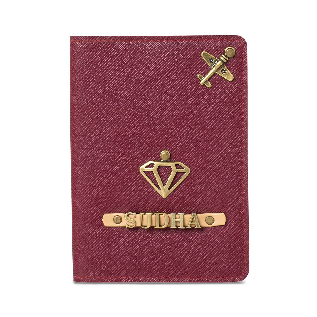 Personalised Passport Cover - Wine - The Signature Box