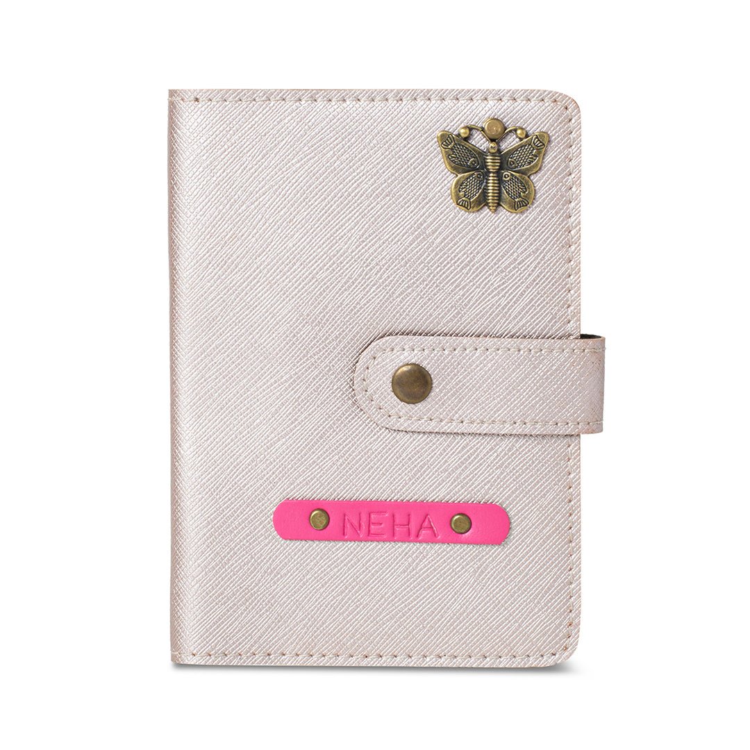 Personalised Passport Cover with Button - Rosegold - The Signature Box