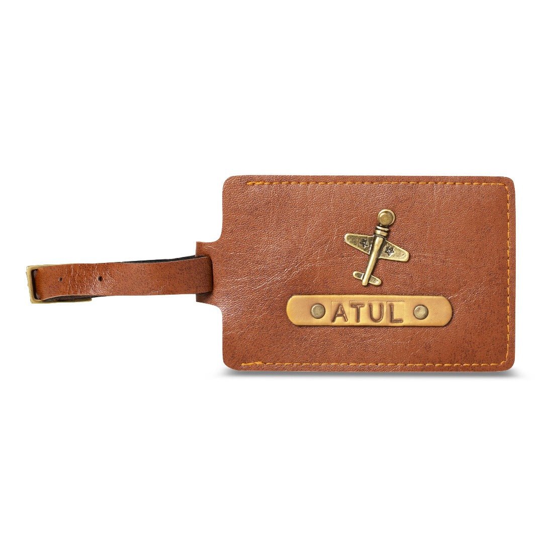 Personalised Rectangle Luggage Tag - Brown - The Signature Box