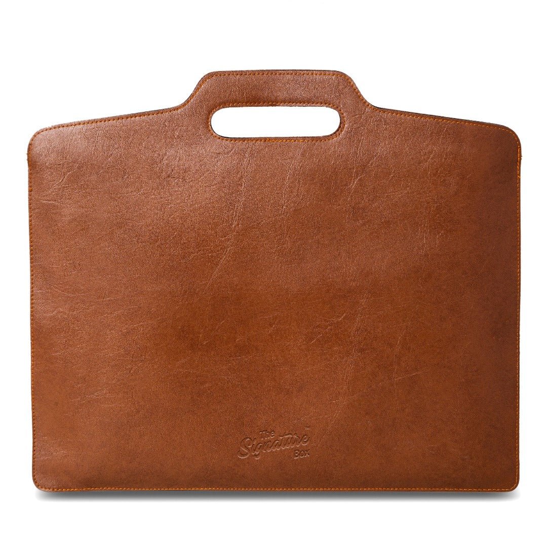Personalised Slim Laptop Bag - Brown - The Signature Box