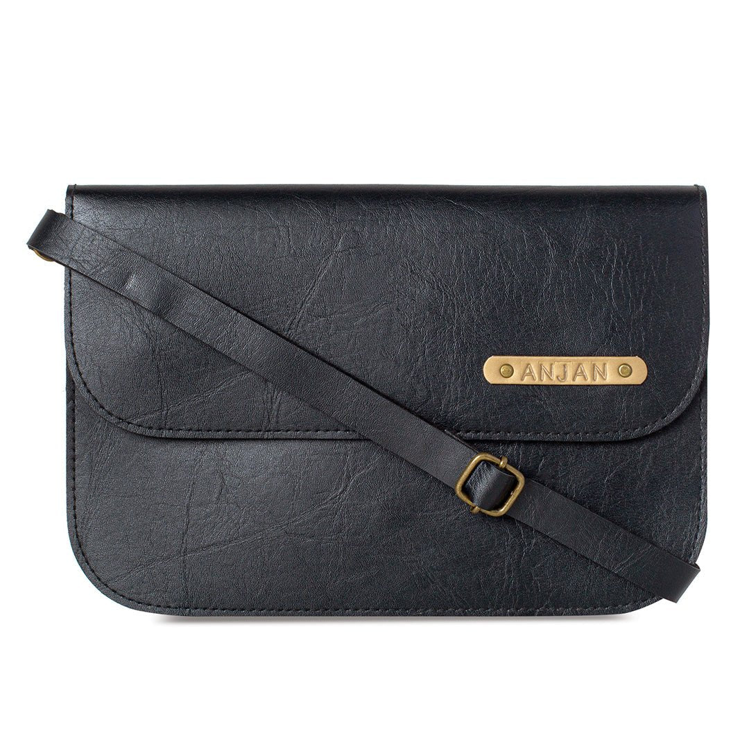 Personalised Sling Bag - Black - The Signature Box