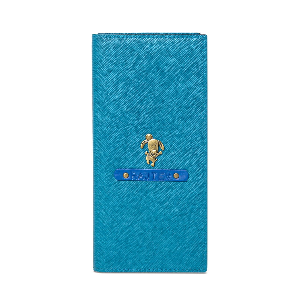 Personalised Travel Folder - Coral Blue - The Signature Box