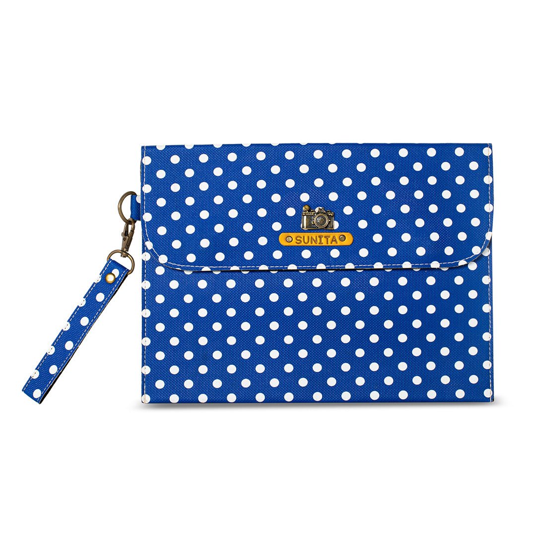 Printed iPad Sleeve - Blue Polka - The Signature Box