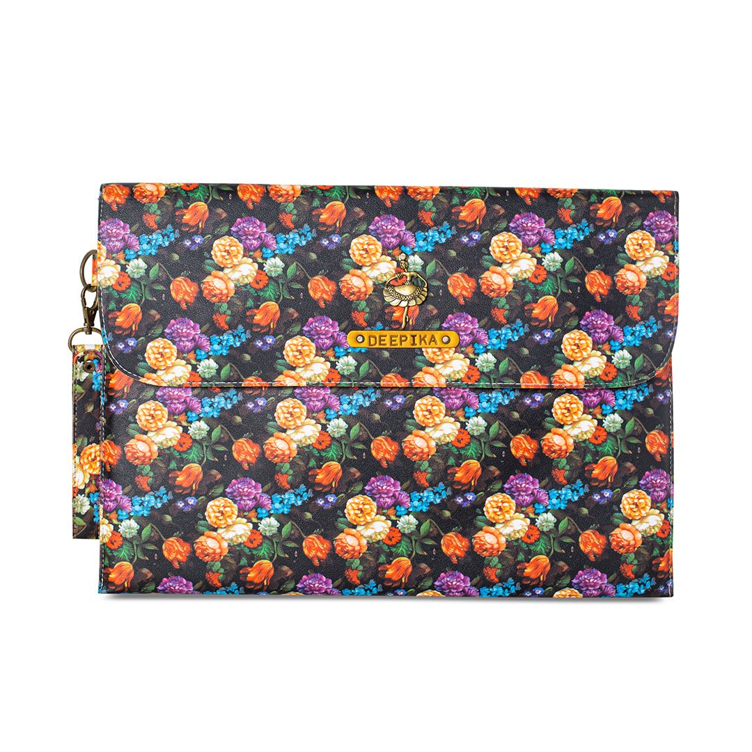 Printed Laptop Sleeve - Black Floral - The Signature Box